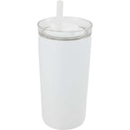 Nina Leakproof Vacuum Tumbler with Straw, 18 oz Laser Engraving - White - Left Angle