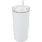 Nina Leakproof Vacuum Tumbler with Straw, 18 oz Laser Engraving - White - Right Angle
