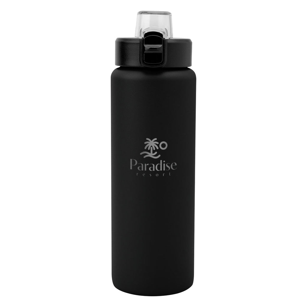 Nolan Recycled Single Wall Stainless Steel Bottle, 30 oz - Black - Laser Engraving
