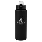 Nolan Recycled Single Wall Stainless Steel Bottle, 30 oz - Black - Silk Screen