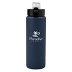 Nolan Recycled Single Wall Stainless Steel Bottle, 30 oz - Navy - Silk Screen