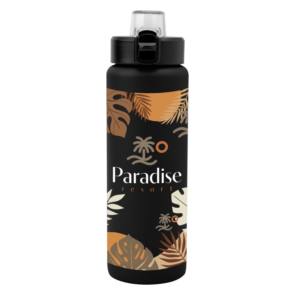 Nolan Recycled Single Wall Stainless Steel Bottle in Full Color, 30 oz - Black - Megabrite