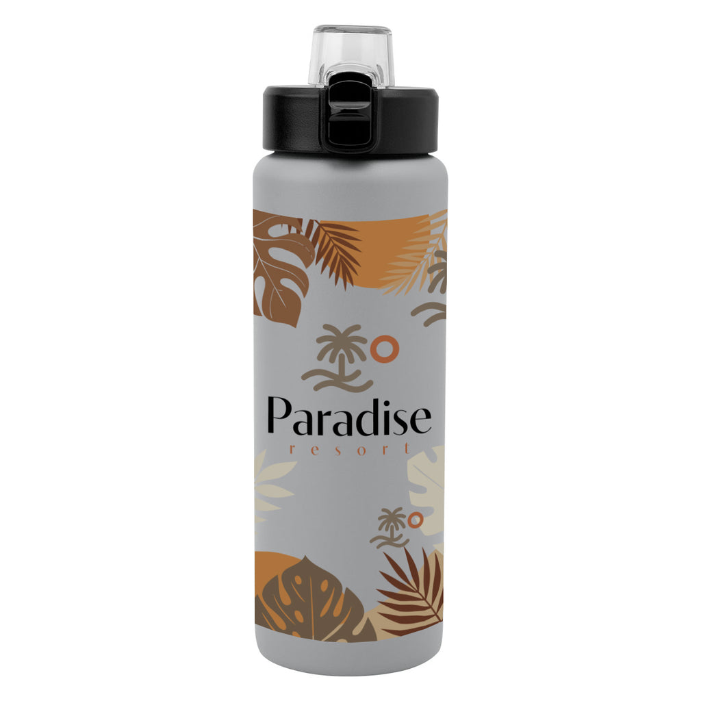 Nolan Recycled Single Wall Stainless Steel Bottle in Full Color, 30 oz - Gray - Megabrite