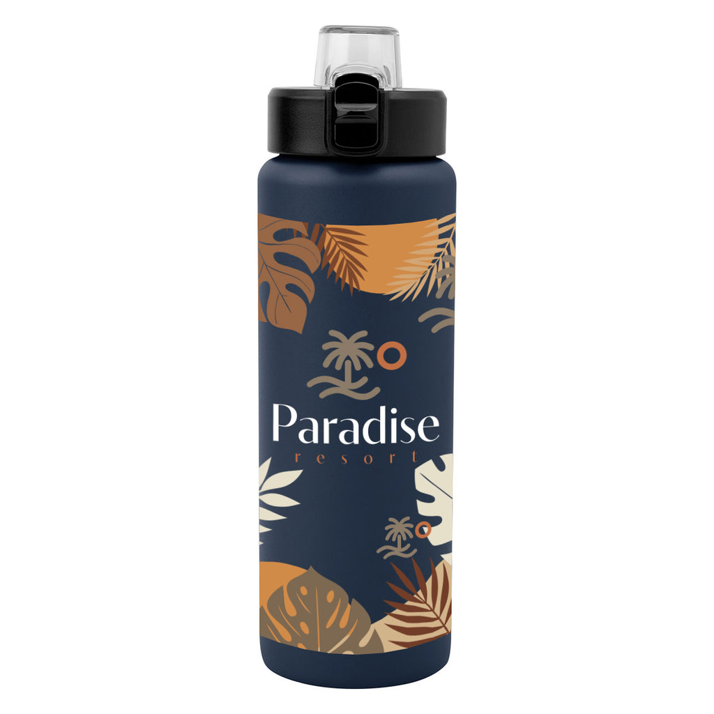 Nolan Recycled Single Wall Stainless Steel Bottle in Full Color, 30 oz - Navy - Megabrite