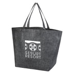 Non-Woven Shopper Tote Bag, Crosshatch - Black - Silk Screen