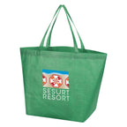 Non-Woven Shopper Tote Bag, Crosshatch - Green - Colorbrite