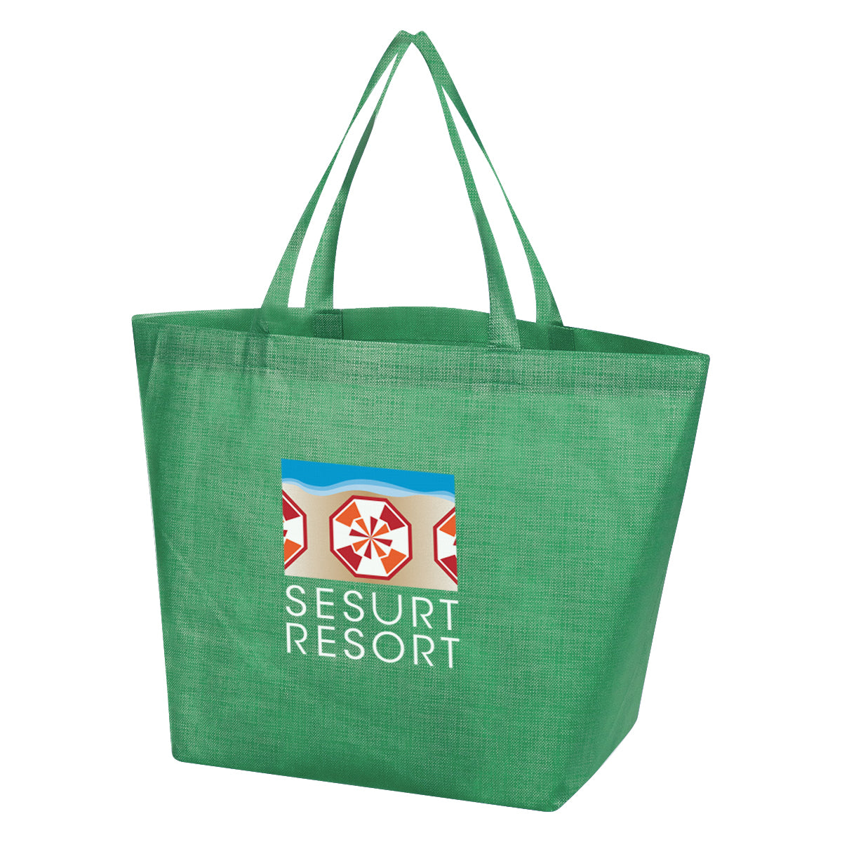 Non-Woven Shopper Tote Bag, Crosshatch - Green - Colorbrite