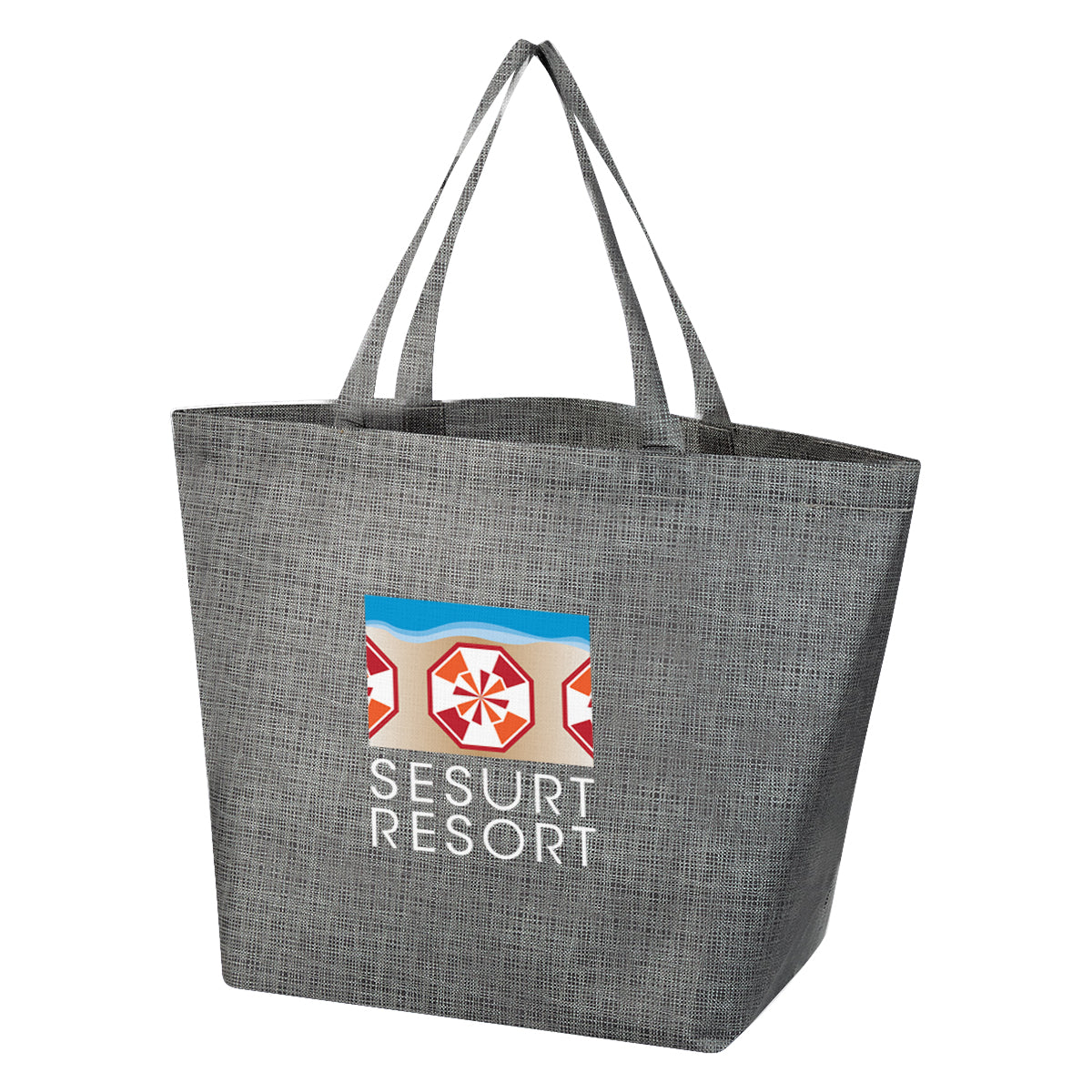 Non-Woven Shopper Tote Bag, Crosshatch - Silver - Colorbrite