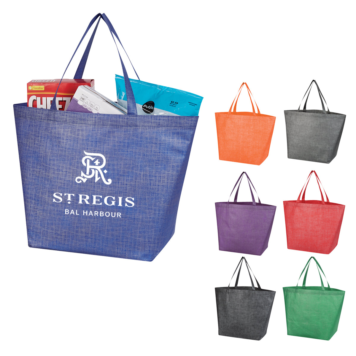 Non-Woven Shopper Tote Bag, Crosshatch