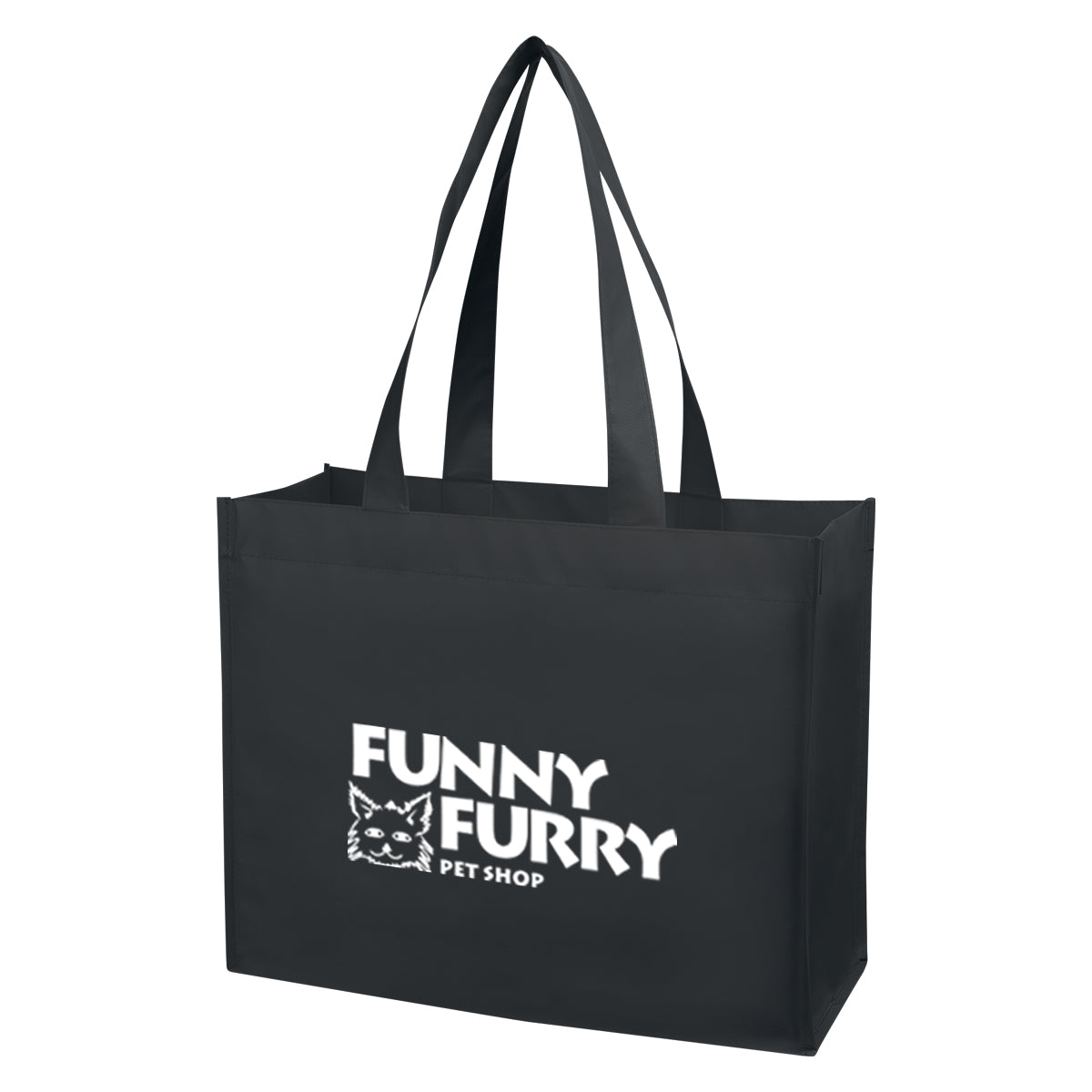 Non-Woven Shopper Tote Bag, Matte Laminated - Black - Silk Screen