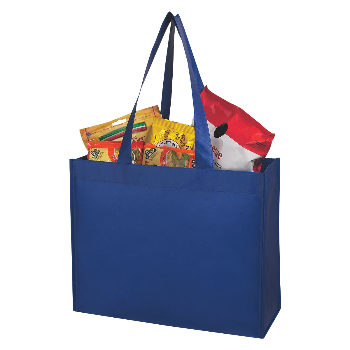 Non-Woven Shopper Tote Bag, Matte Laminated - Royal Blue - Propped_Blank