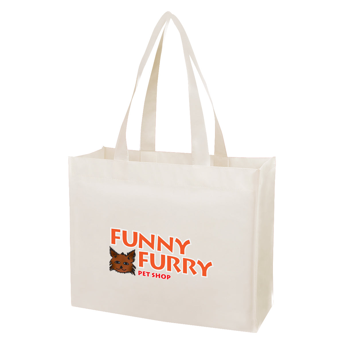 Non-Woven Shopper Tote Bag, Matte Laminated - White - Colorbrite