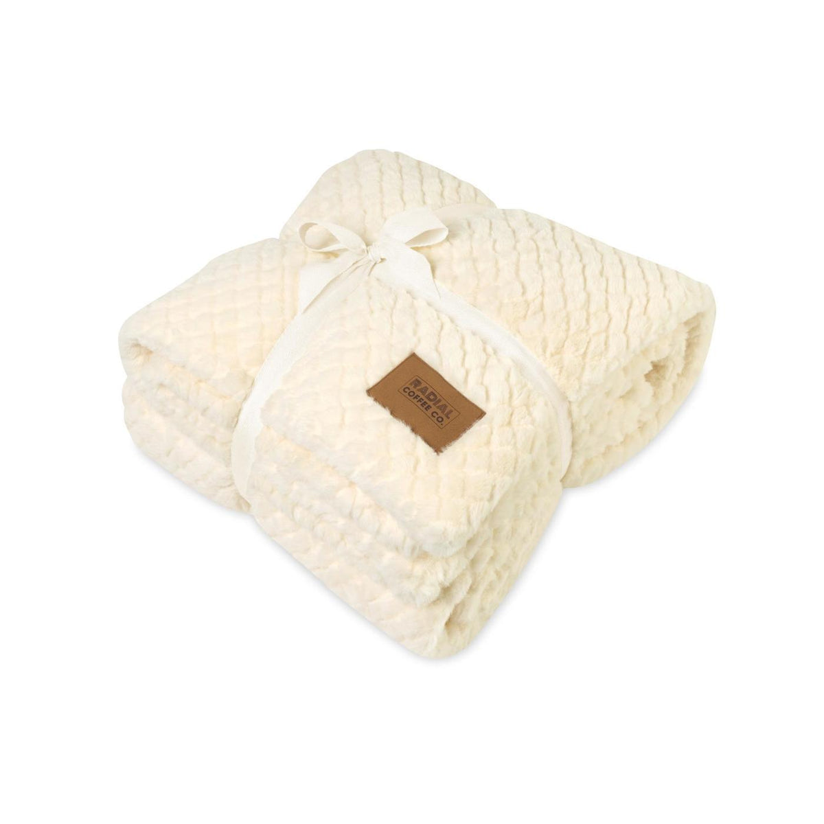 Nordic Plush Throw Blanket in Recycled Polyester, 50 x 70 Inches Laser Engraving - Cream - View 1