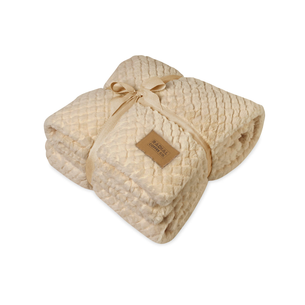 Nordic Plush Throw Blanket in Recycled Polyester, 50 x 70 Inches Laser Engraving - Fawn - View 1