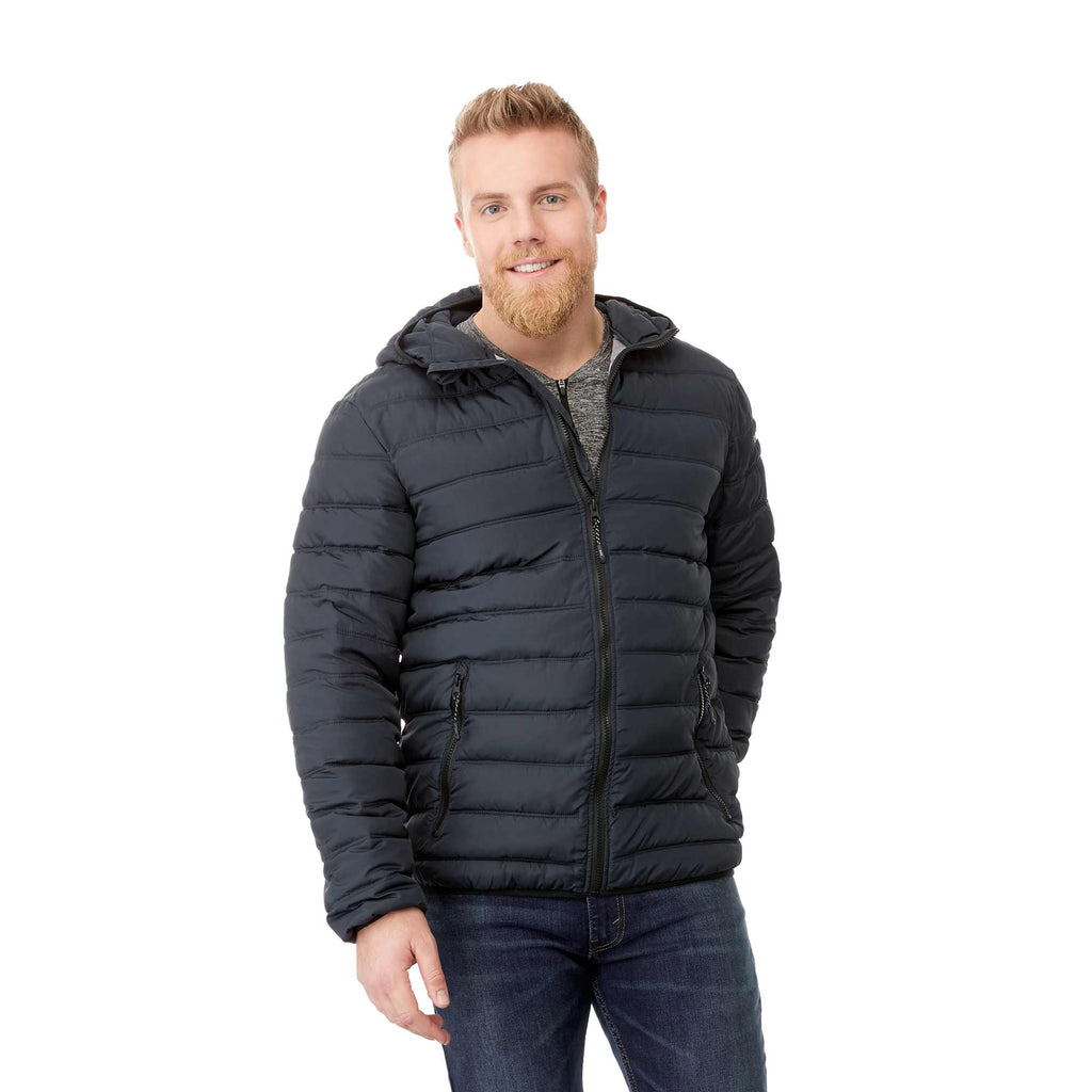 Norquay Hooded Puffer Jacket for Men Embroidery - Navy - Front On Model