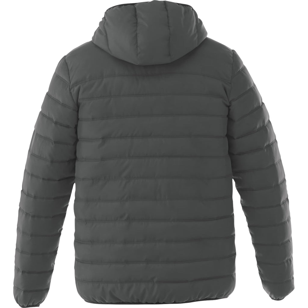 Norquay Hooded Puffer Jacket for Men Embroidery - Steel Grey - Back Flat