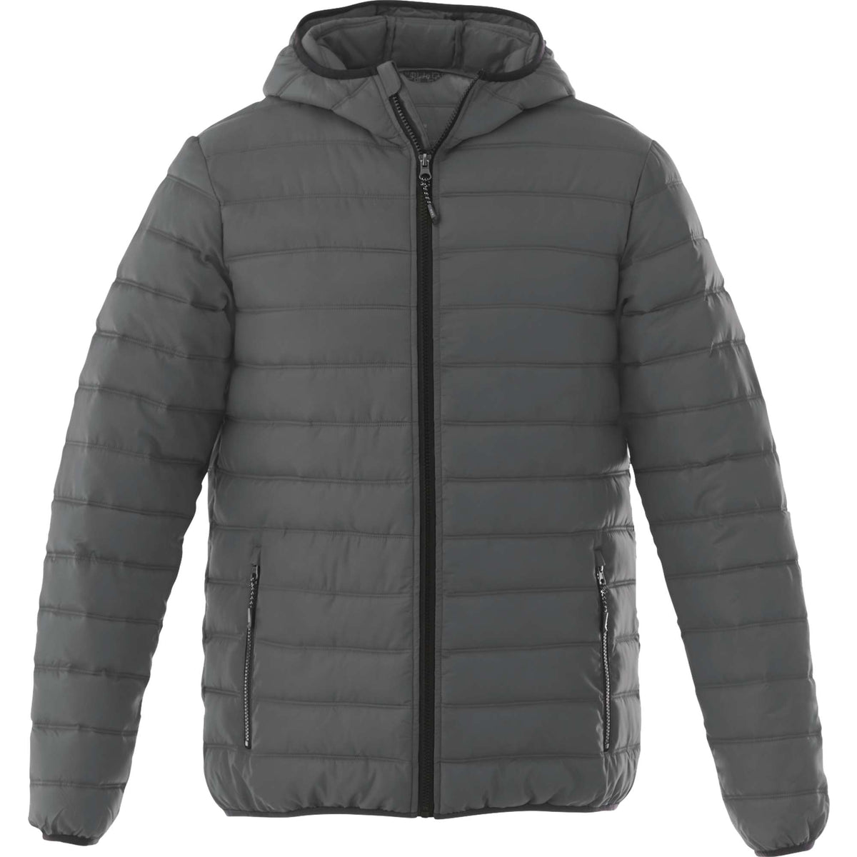 Norquay Hooded Puffer Jacket for Men Embroidery - Steel Grey - Front Flat