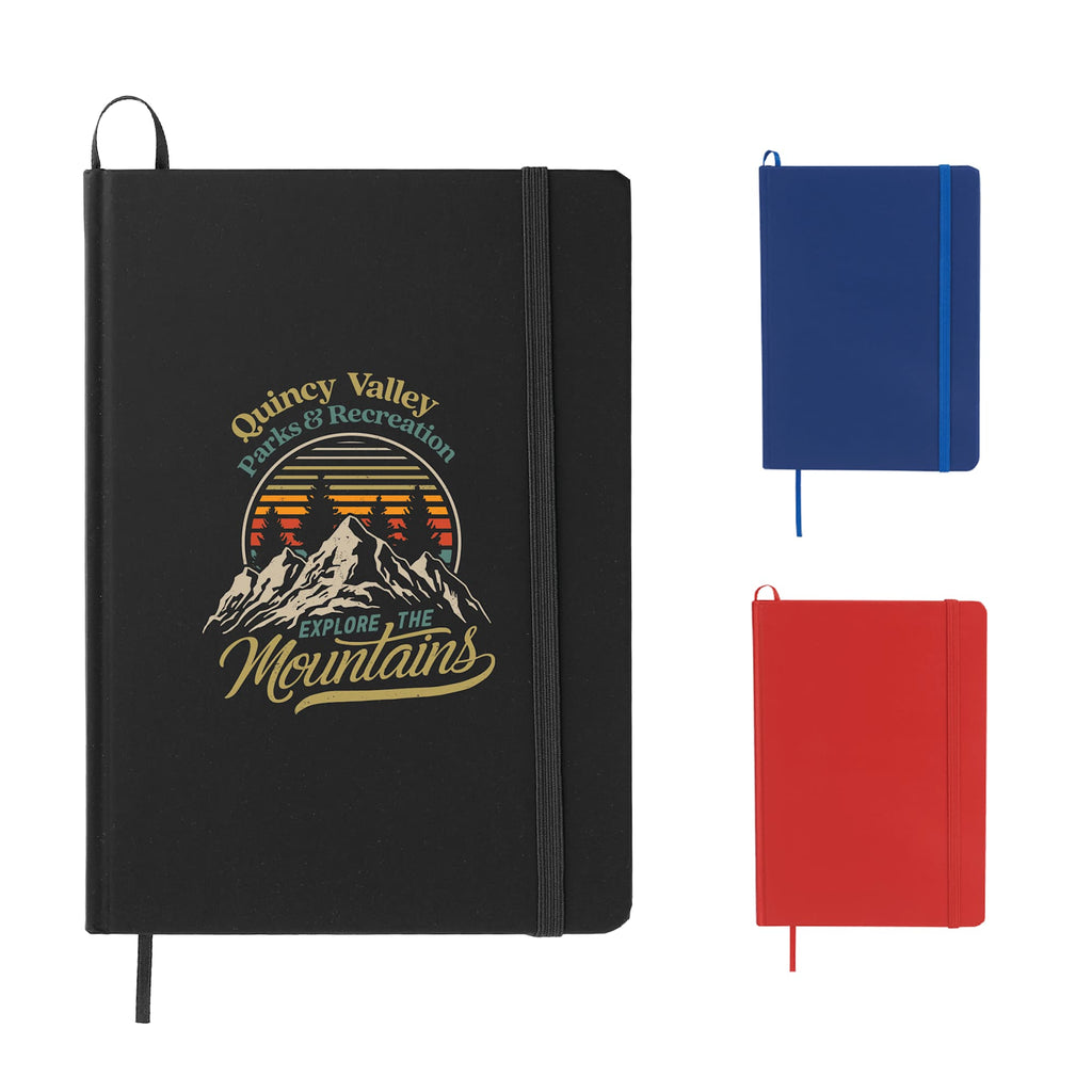 Notebook with Snap Elastic Closure, 5 x 7 Inches Full Color - Black - Front Group