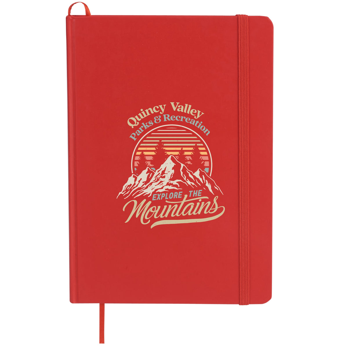 Notebook with Snap Elastic Closure, 5 x 7 Inches Full Color - RED - Front