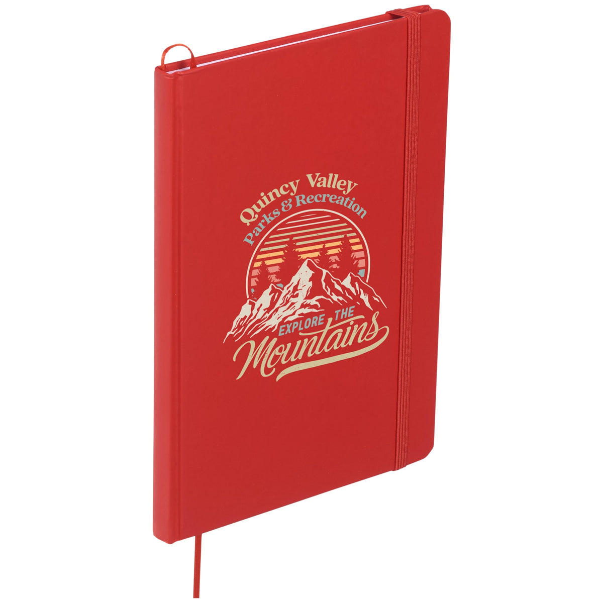 Notebook with Snap Elastic Closure, 5 x 7 Inches Full Color - RED - Right Angle