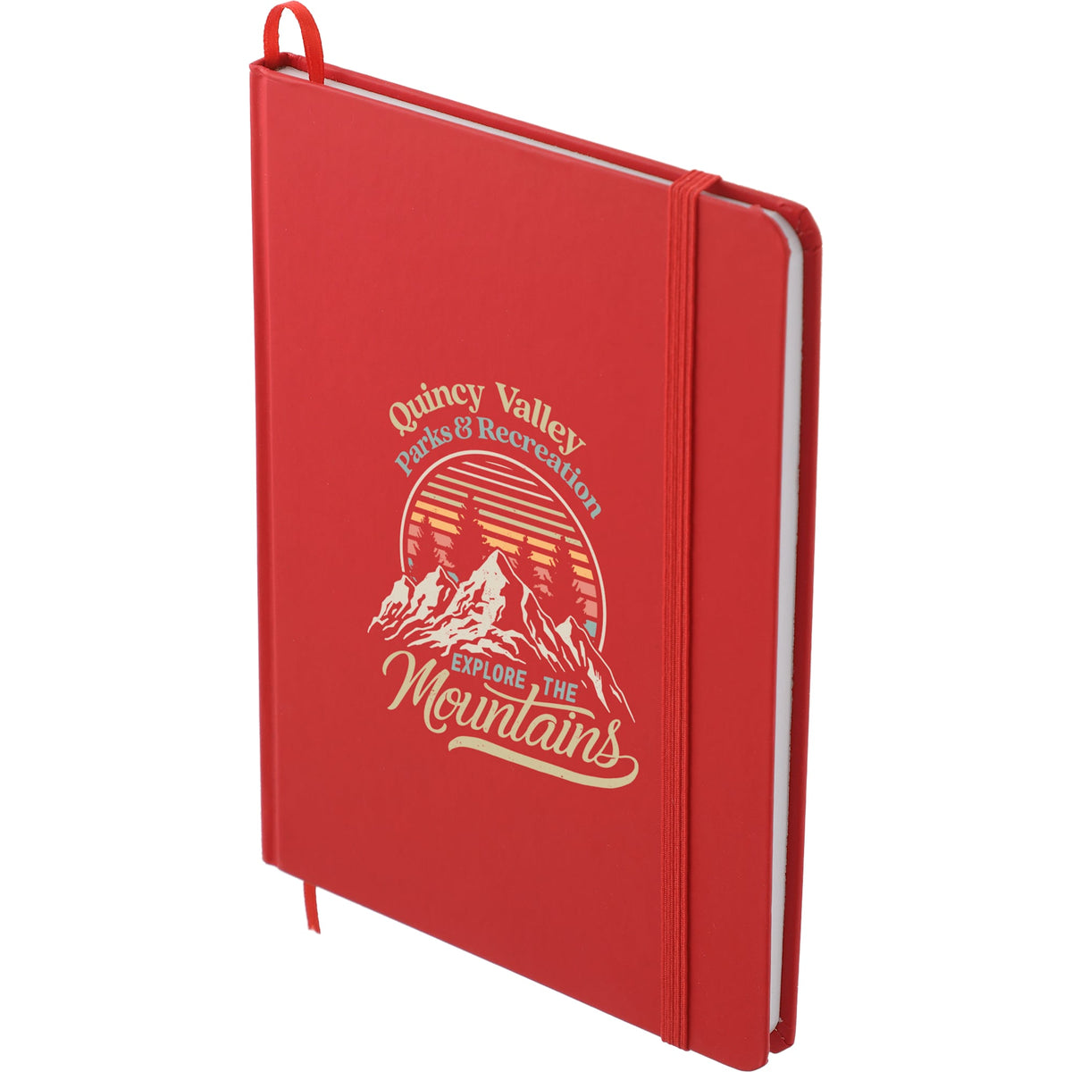 Notebook with Snap Elastic Closure, 5 x 7 Inches - RED - Left Angle