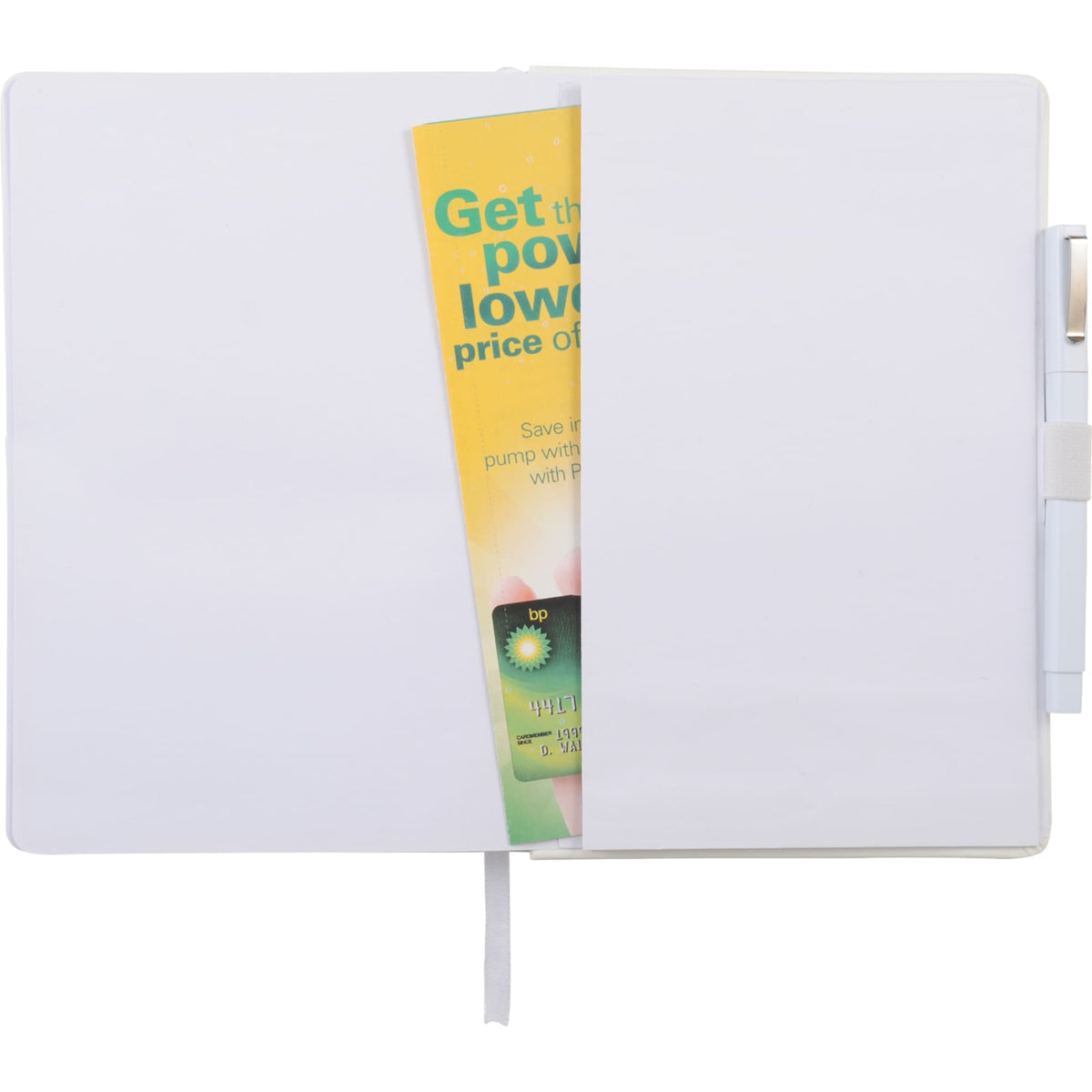 Nova Hardcover Journal and Square Pen Set, 5.5 x 8.5 Inches Debossing - White - Front 2