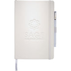 Nova Hardcover Journal and Square Pen Set, 5.5 x 8.5 Inches Debossing - White - Front
