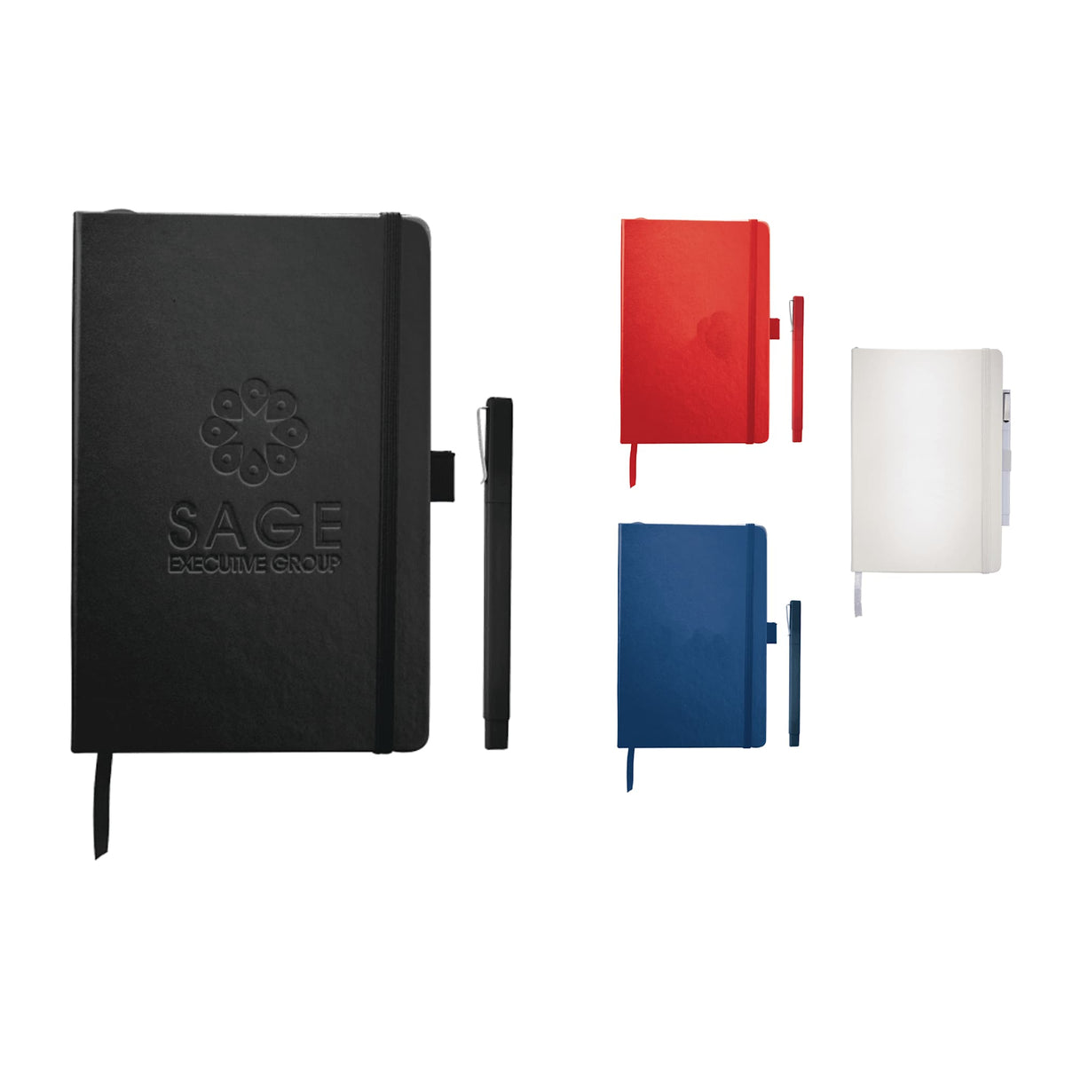 Nova Hardcover Journal and Square Pen Set, 5.5 x 8.5 Inches Full Color - Black - Front Group