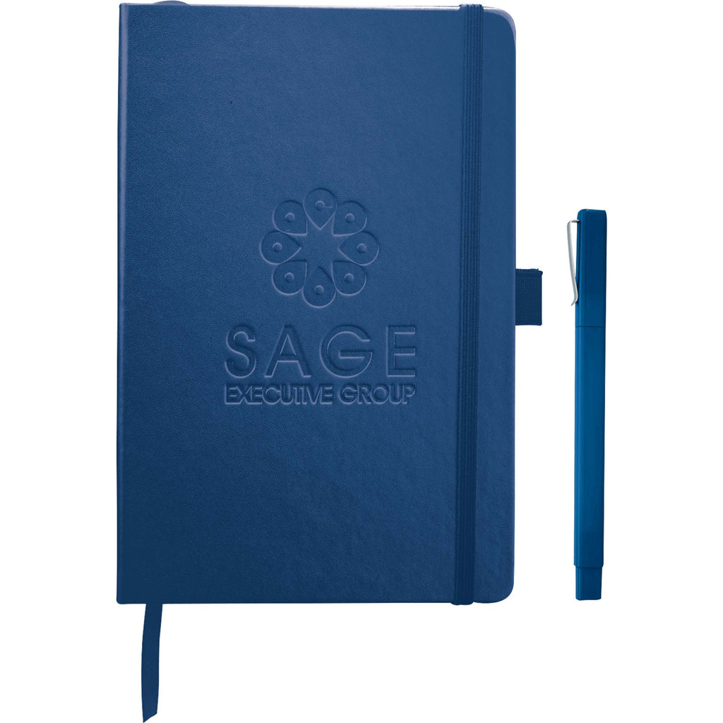 Nova Hardcover Journal and Square Pen Set, 5.5 x 8.5 Inches Full Color - Navy - Front
