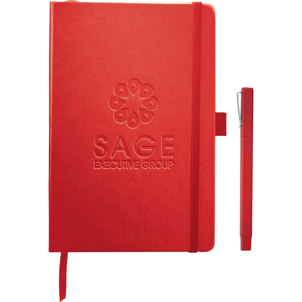 Nova Hardcover Journal and Square Pen Set, 5.5 x 8.5 Inches Full Color - Red - Front