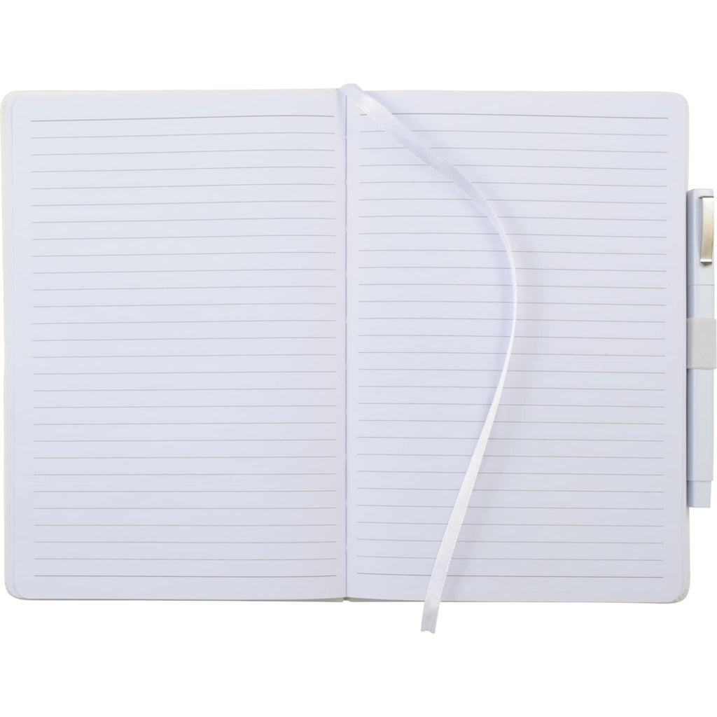 Nova Hardcover Journal and Square Pen Set, 5.5 x 8.5 Inches - White - Front 3