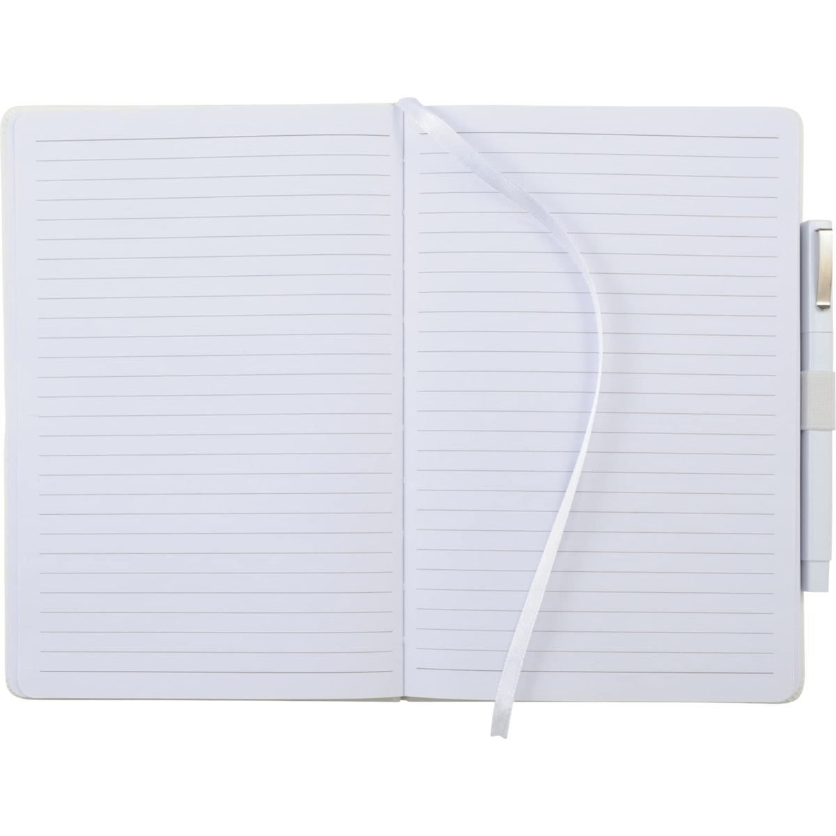 Nova Hardcover Journal and Square Pen Set, 5.5 x 8.5 Inches - White - Front 3