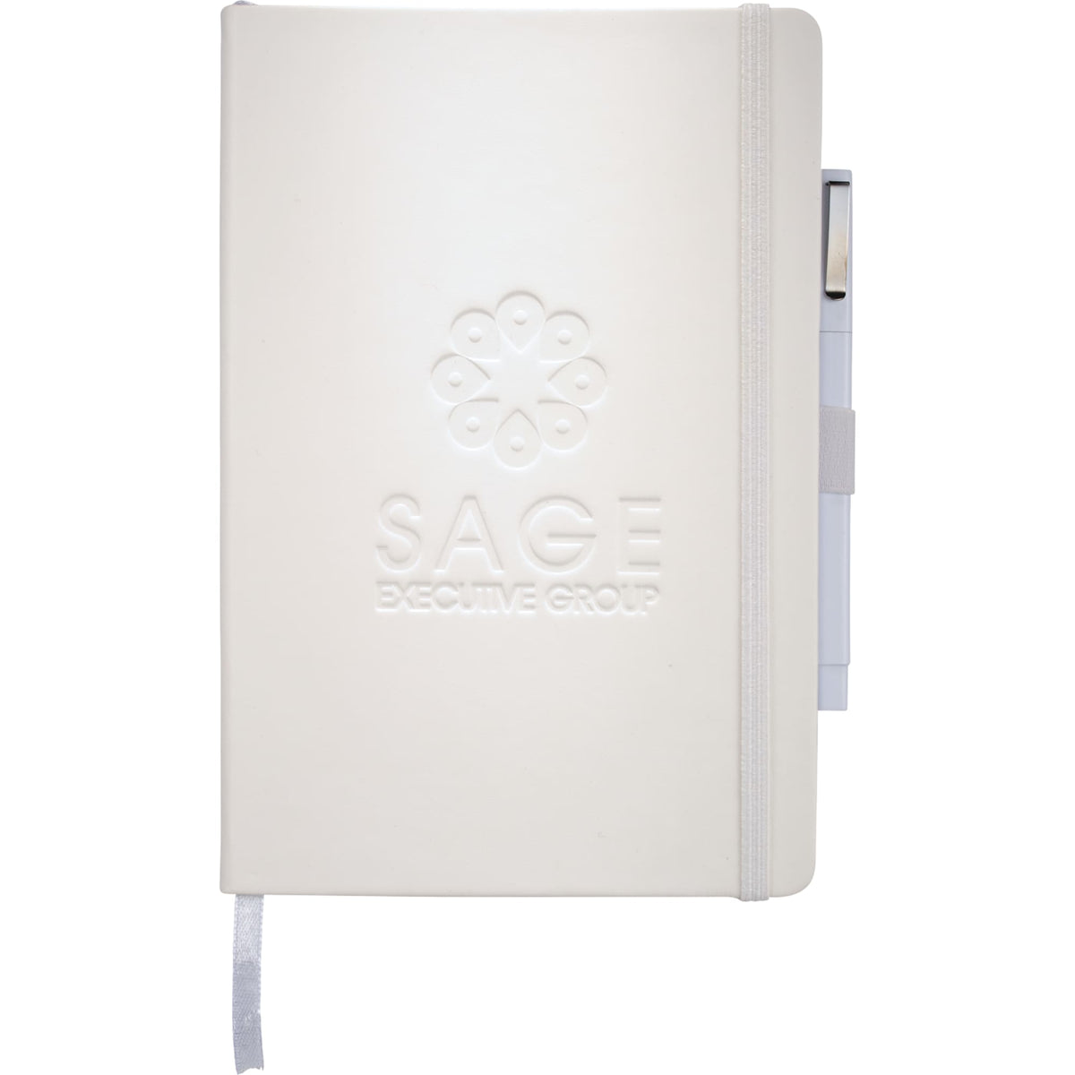 Nova Hardcover Journal and Square Pen Set, 5.5 x 8.5 Inches - White - Front