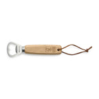 Oak Handle Bottle Opener with Leather Loop Laser Engraving - Wood - View 2