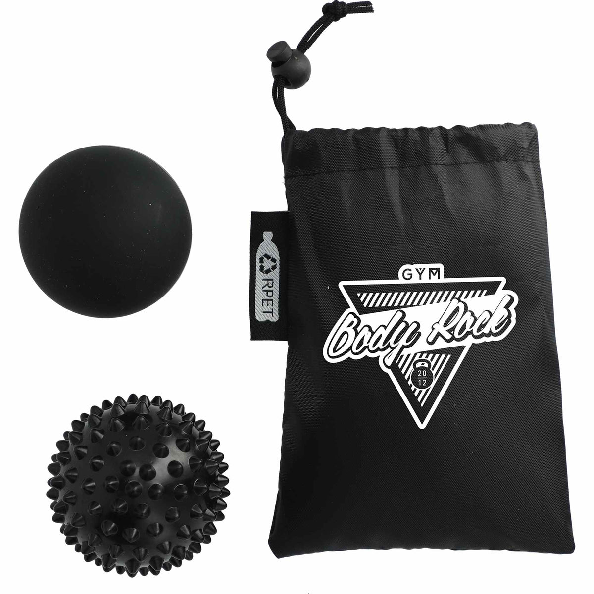 Oasis Massage Ball Set with Pouch, 2 Pieces - Black - Front
