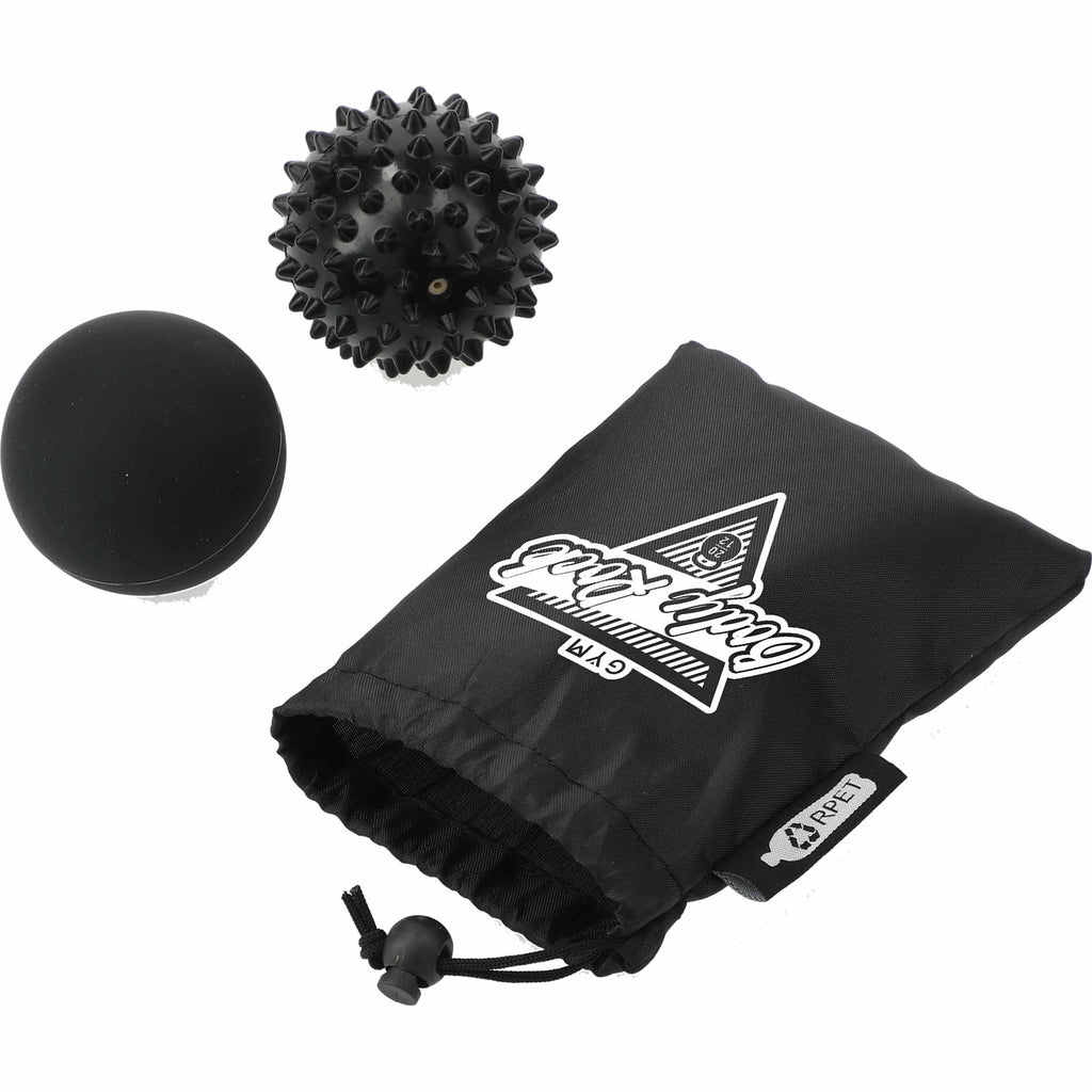 Oasis Massage Ball Set with Pouch, 2 Pieces - Black - Right Angle
