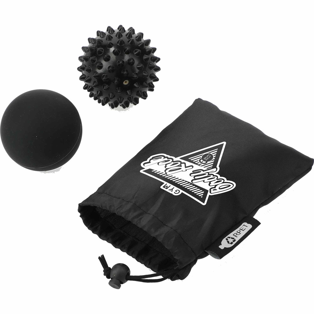 Oasis Massage Ball Set with Pouch, 2 Pieces Full Color - Black - Right Angle