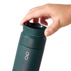 Ocean Bottle Brew Coffee Flask, 12 oz Laser Engraving - Green - Front Lifestyle