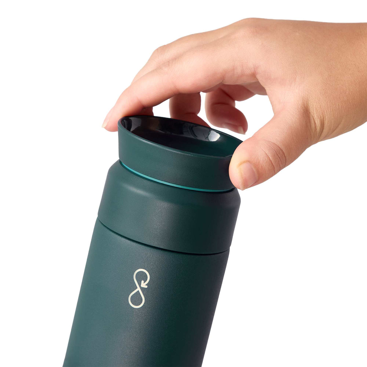 Ocean Bottle Brew Coffee Flask, 12 oz Laser Engraving - Green - Front Lifestyle