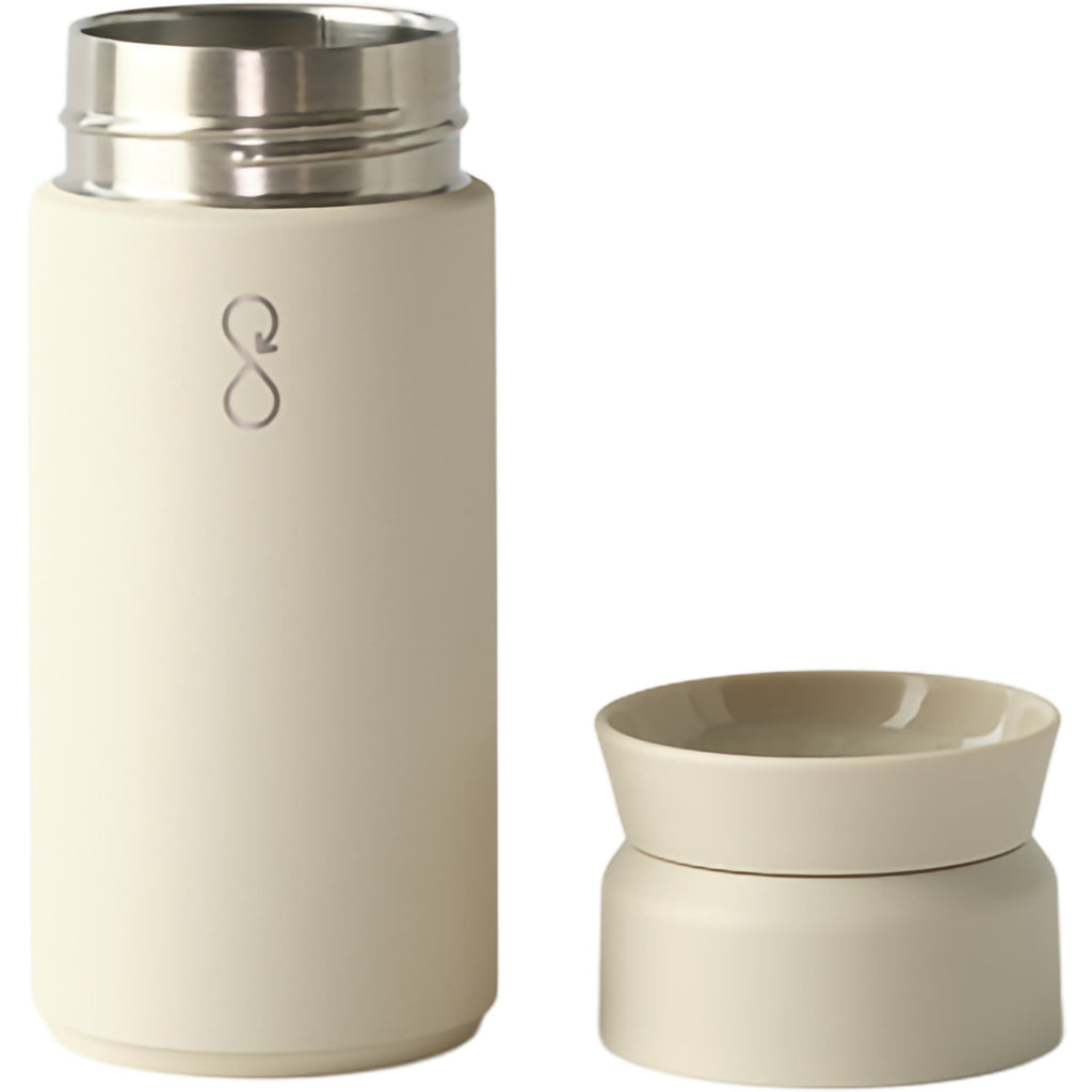 Ocean Bottle Brew Coffee Flask, 12 oz - Sand - Back Open