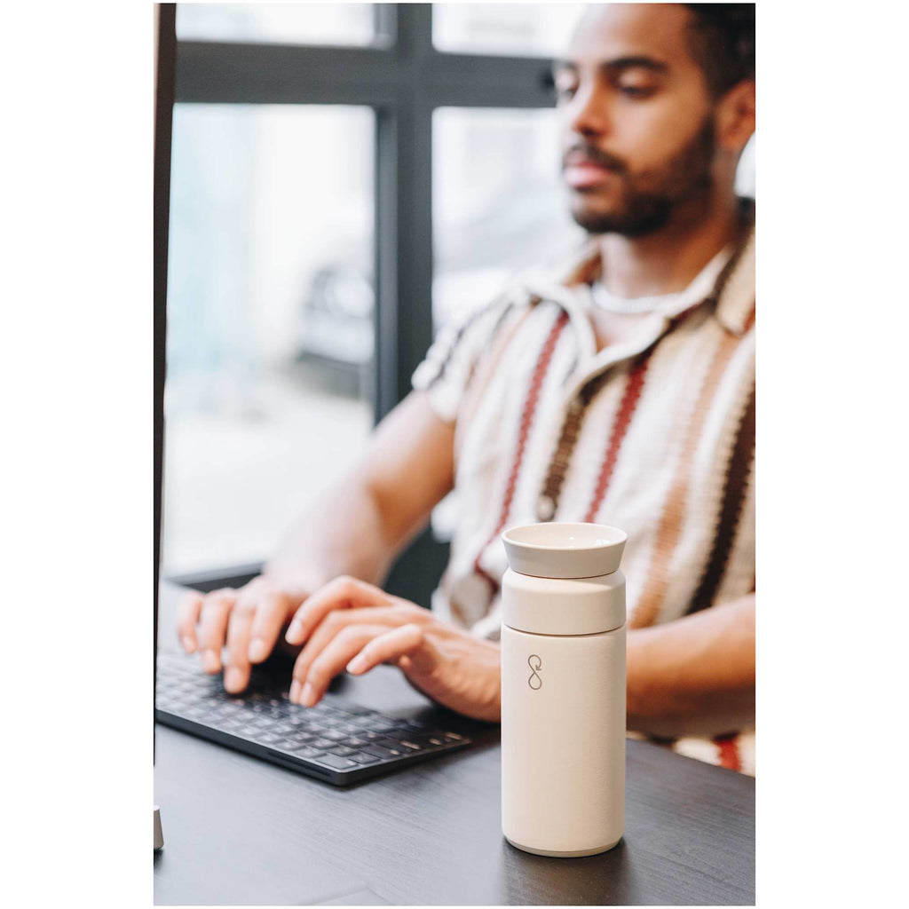 Ocean Bottle Brew Coffee Flask, 12 oz - Sand - Front Lifestyle 2