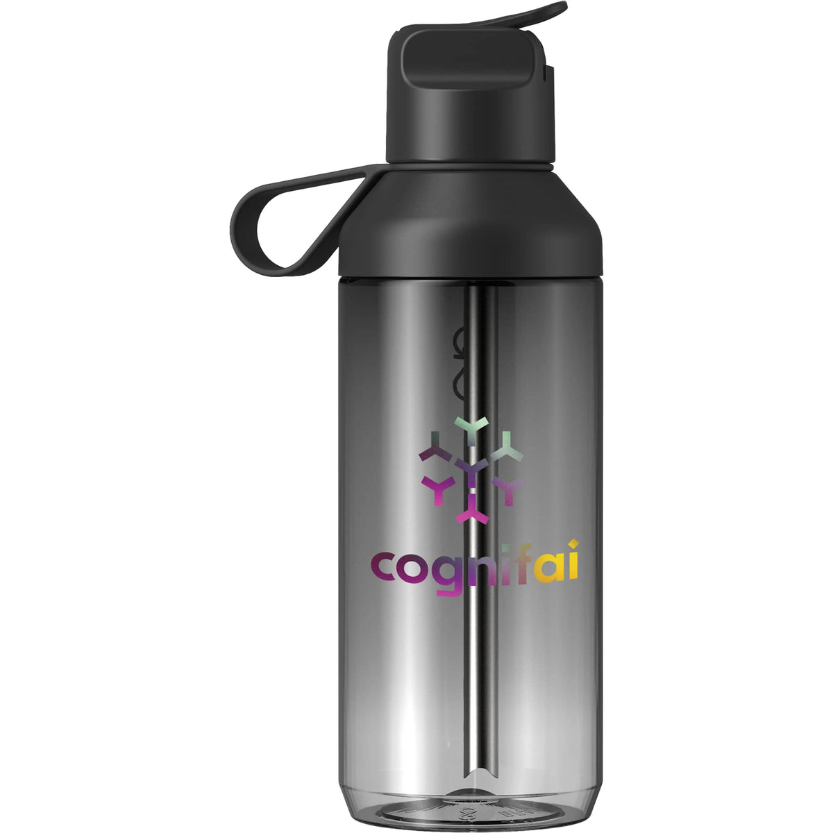 Ocean Bottle GO Clear Flip Straw Bottle, 24 oz Full Color - Black - Photo