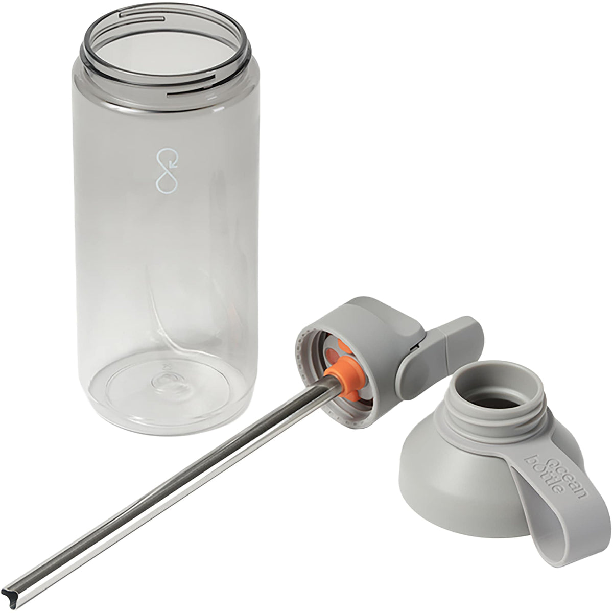 Ocean Bottle GO Clear Flip Straw Bottle, 24 oz Full Color - Gray - Photo 3