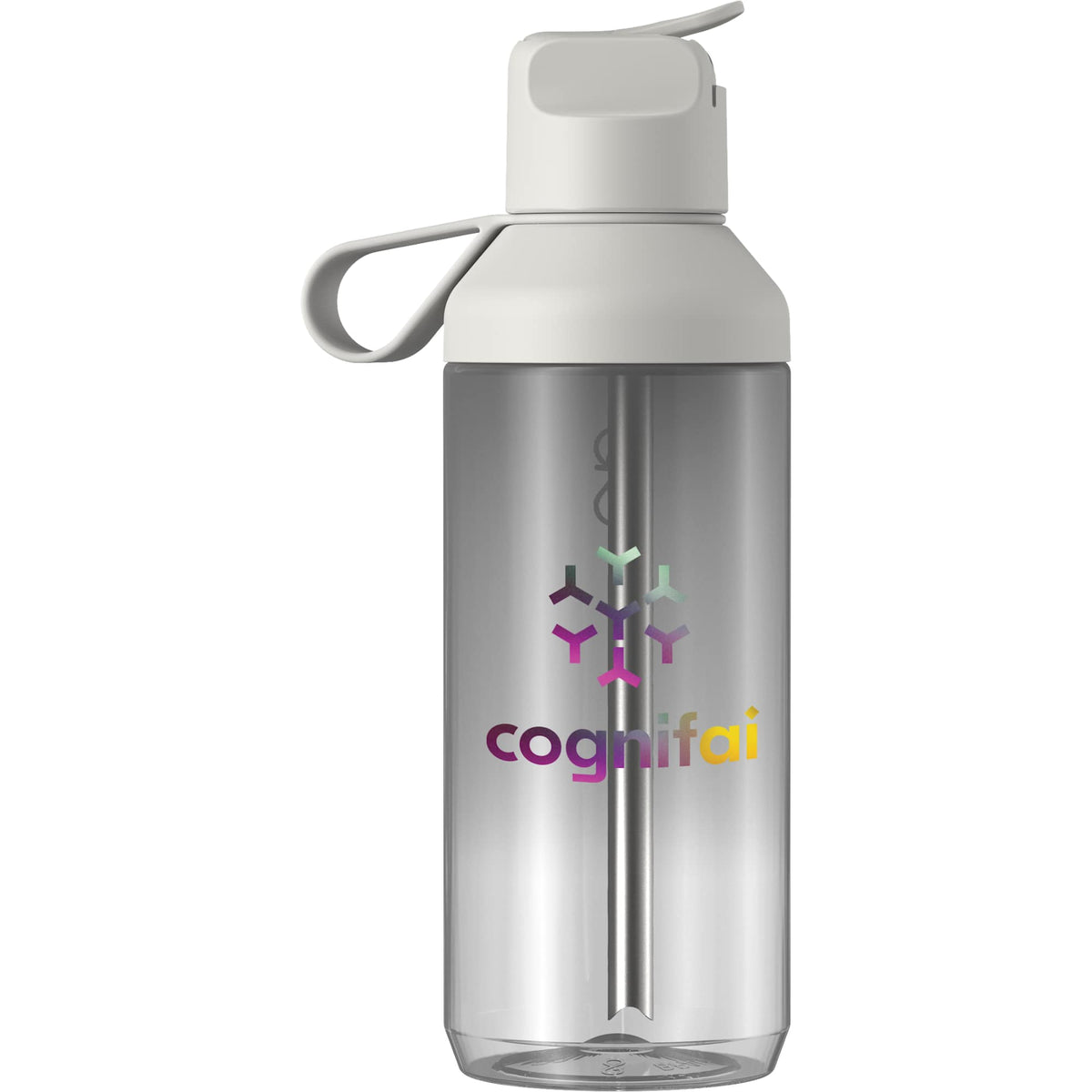 Ocean Bottle GO Clear Flip Straw Bottle, 24 oz Full Color - Gray - Photo