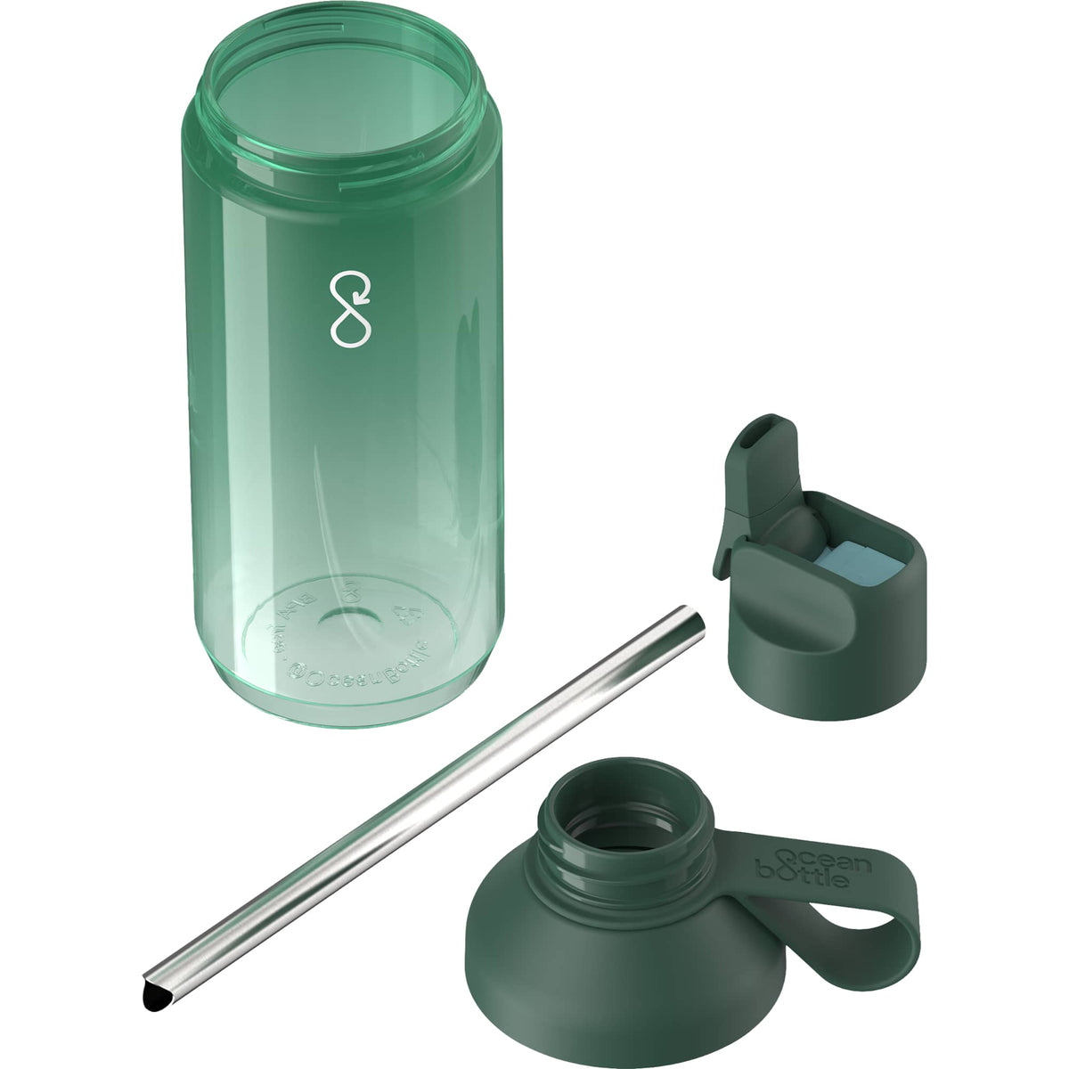 Ocean Bottle GO Clear Flip Straw Bottle, 24 oz - Green - Photo 5
