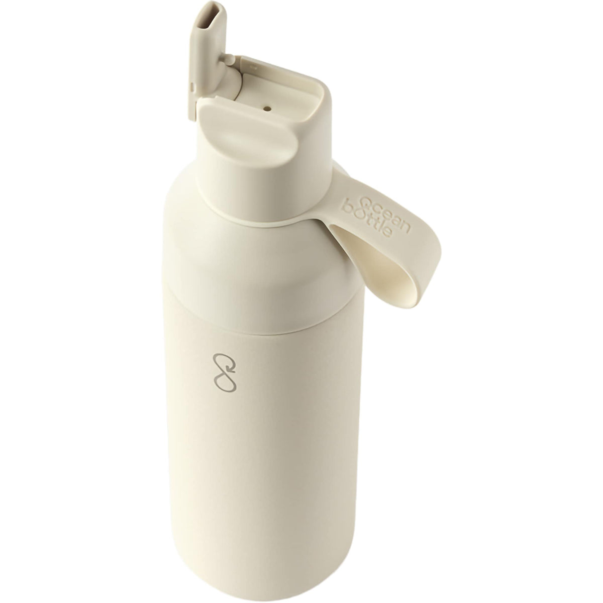 Ocean Bottle GO Insulated Straw Bottle, 17 oz Full Color - Sand - Top Right Angle
