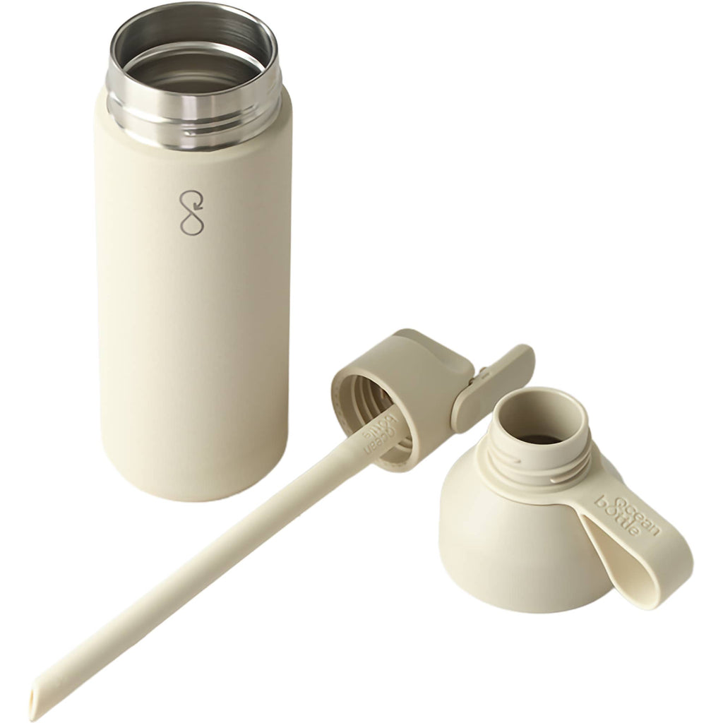 Ocean Bottle GO Insulated Straw Bottle, 17 oz Full Color - Sand - Top
