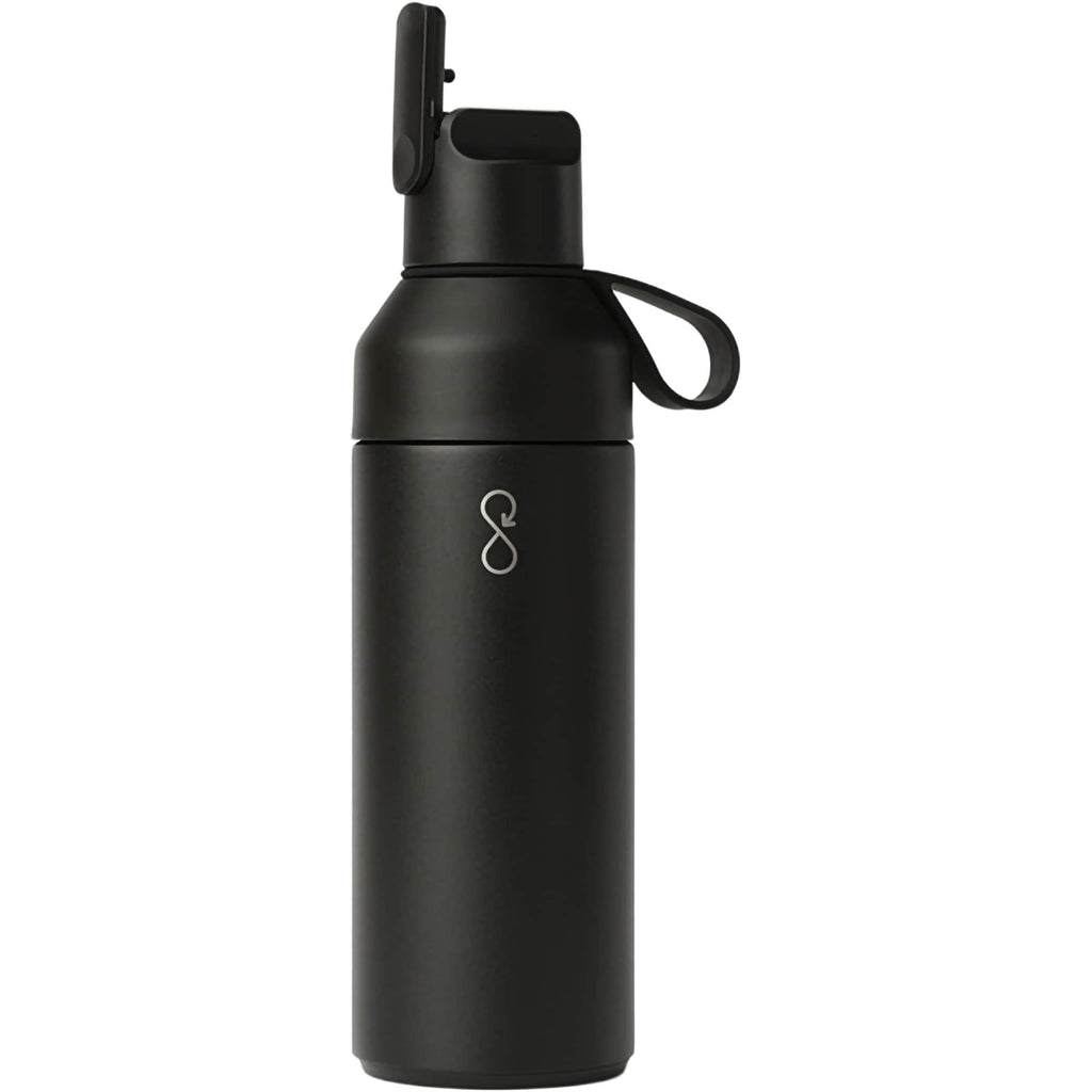 Ocean Bottle GO Insulated Straw Bottle, 17 oz Laser Engraving - Black - Back