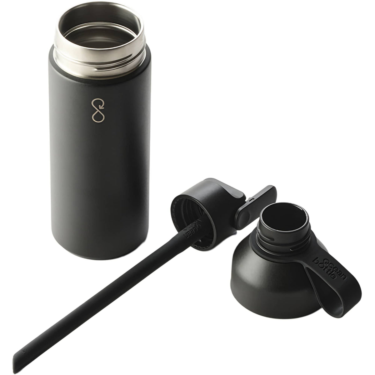 Ocean Bottle GO Insulated Straw Bottle, 17 oz Laser Engraving - Black - Top 2