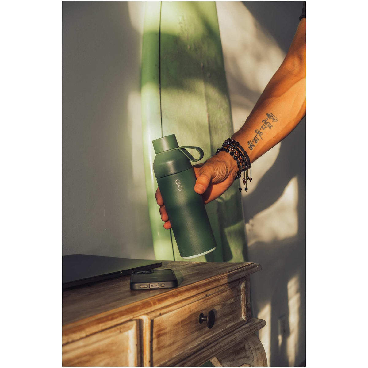 Ocean Bottle Original Insulated Bottle, 17 oz - Green - Back Lifestyle 3